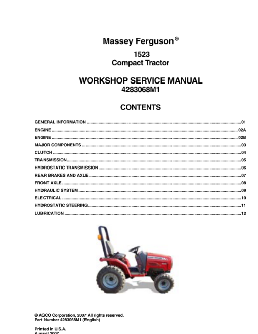 1523 Compact Tractor Repair Manual