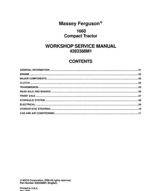 Massey Ferguson 1660 Workshop Service Manual