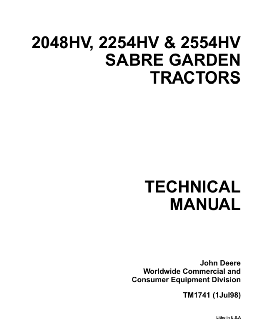 John Deere 2048HV, 2254HV, 2554HV Sabre Technical Manual