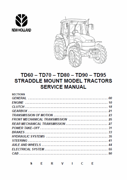 New Holland Straddle TD60, TD70, TD80, TD90, TD95 Tractor Service Manual - Image 2