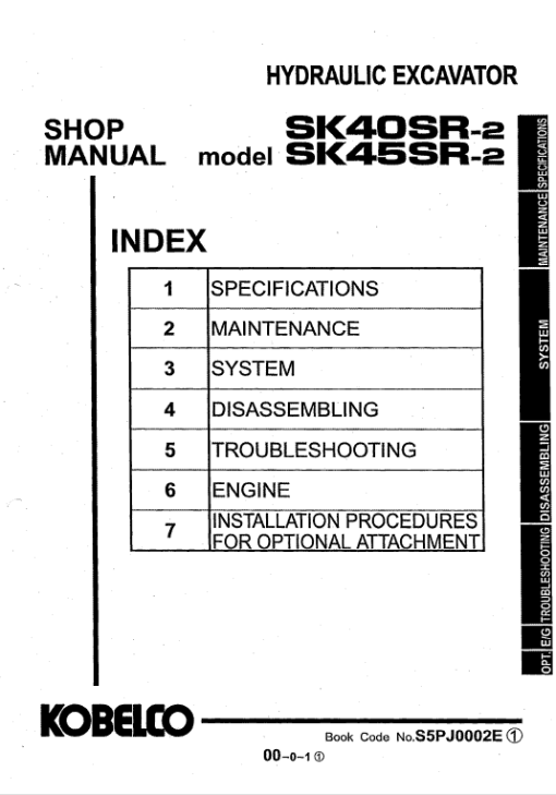 Kobelco SK40SR, SK45SR Excavator Repair Service Manual - Image 2