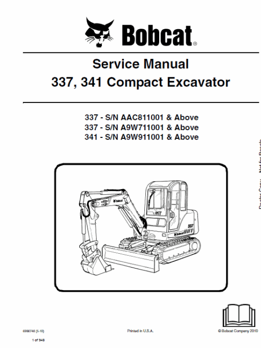 Bobcat 337 and 341 Excavator Service Manual - Image 5