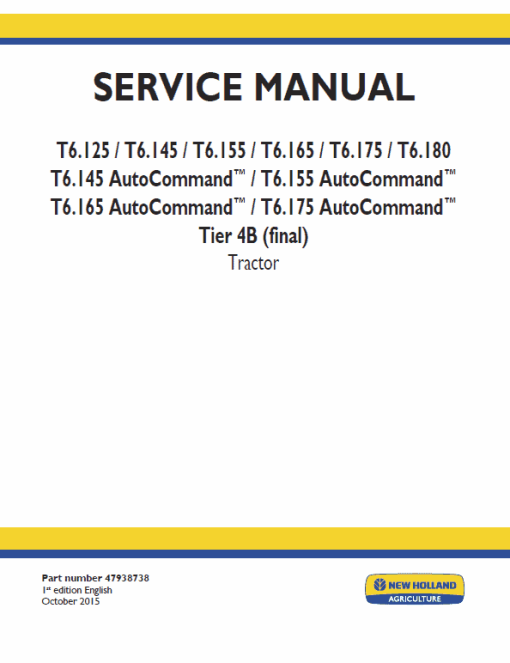 New Holland T6.160, T6.165, T6.175, T6.180 Tractor Service Manual - Image 6