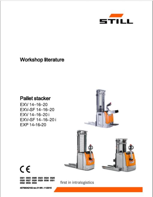 Still EXV 10,EXV 12, EXV 14AC, EXP and all EXV Model Pallet Stacker Workshop Repair Manual