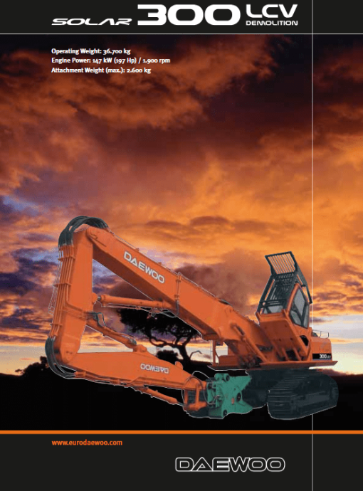 Doosan Daewoo Solar S300LC-V Excavator Service Manual