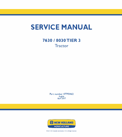 New Holland 7630, 8030 Tractor Service Manual - Image 2