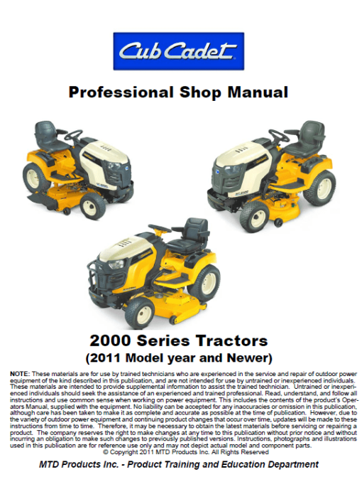 Cub Cadet 2000 Series Service Manual