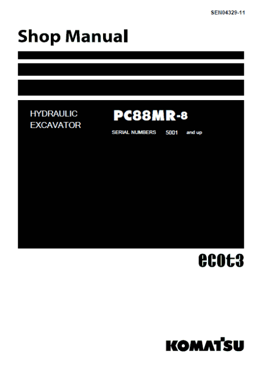 Komatsu PC88MR-8 Excavator Service Manual