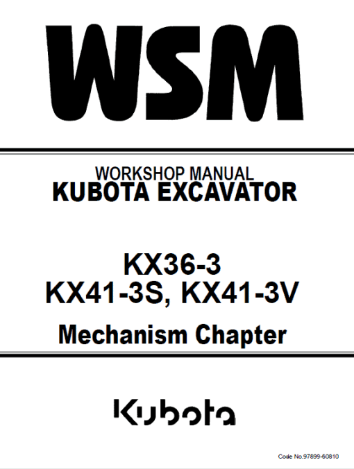 Kubota KX36-3, KX41-3S, KX41-3V Excavator Workshop Manual - Image 2