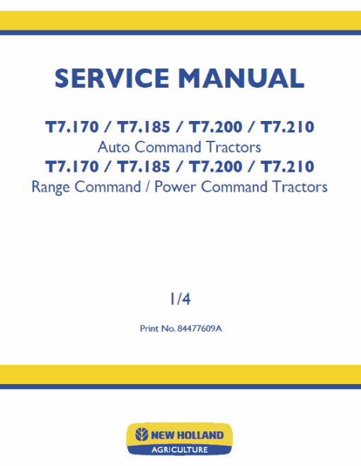 New Holland T7.170, T7.185, T7.200 Tractor Service Manual - Image 2