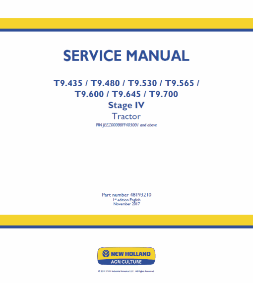 New Holland T9.435, T9.480, T9.530, T9.565 Tractor Service Manual - Image 2