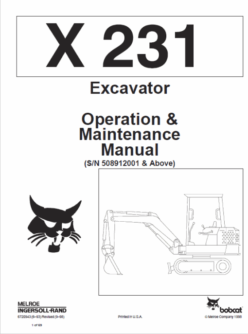 Bobcat X231 Excavator Service Manual - Image 4