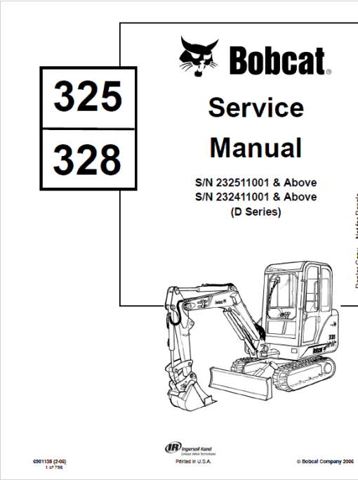 Bobcat 325 and 328 Compact Excavator Service Manual - Image 4