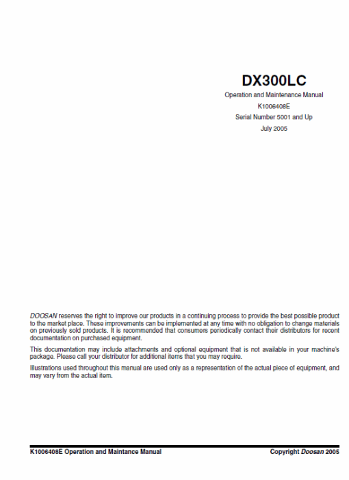 Doosan Daewoo DX300LC Excavator Service Manual - Image 2