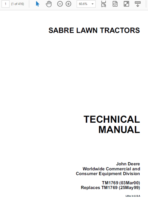 John Deere 1438, 1542, 1642, 1646 Sabre Lawn Tractors Technical Manual - Image 4