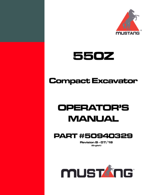 Gehl Z55, Mustang 550Z Compact Excavator Repair Service Manual - Image 5