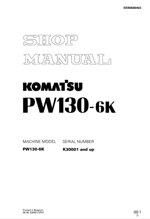 Komatsu PW130-6K Excavator Service Manual