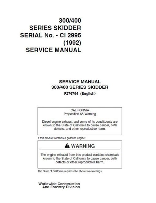 Timberjack 380, 480, 480 Skidders Repair Technical Manual (F276794) - Image 2