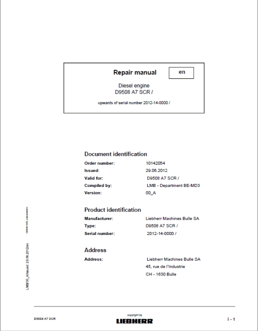 Liebherr D9508 A7 SCR Engine Service Manual - Image 4