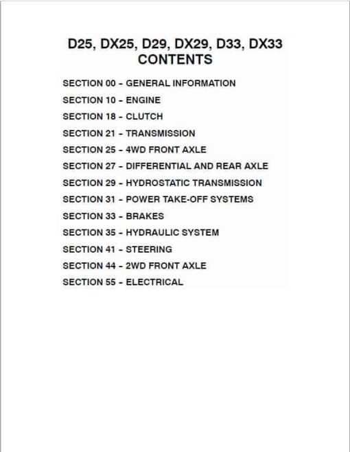 Case D25, D29, D33 Tractor Service Manual