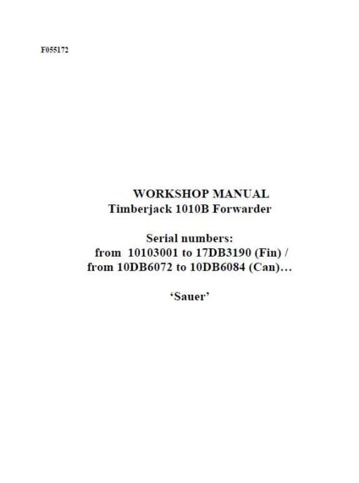 Timberjack 1010B Forwarder Repair Technical Manual - Image 2