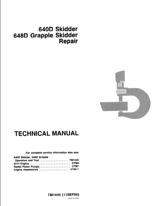 John Deere 640D, 648D Skidder Repair Technical Manual