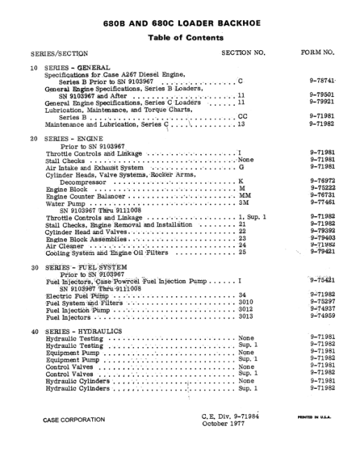 Case 680B, 680C Loader Service Manual