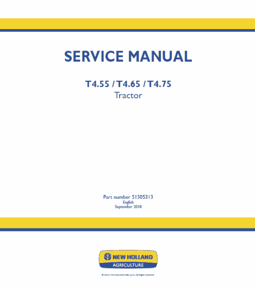 New Holland T4.55, T4.65, T4.75 Tractor Service Manual