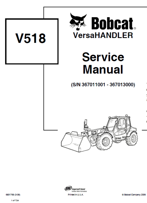 Bobcat V518 VersaHANDLER Telescopic Service Manual - Image 6