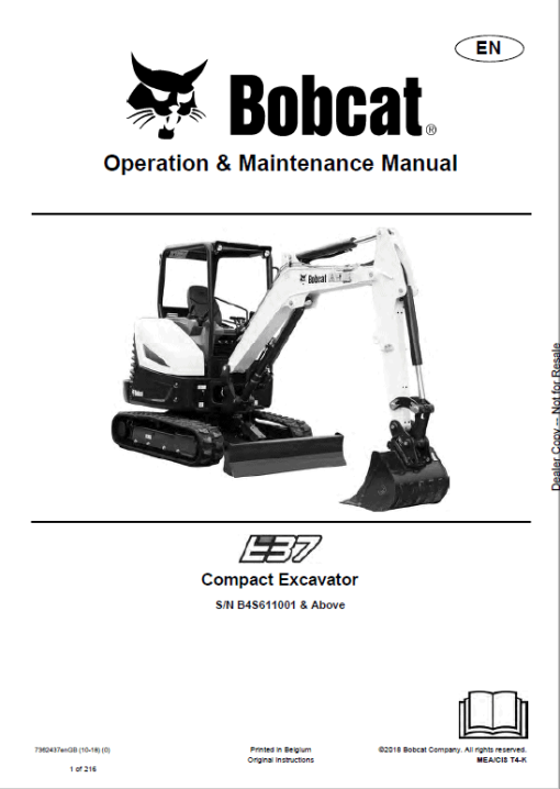 Bobcat E37 Excavator Repair Service Manual - Image 2