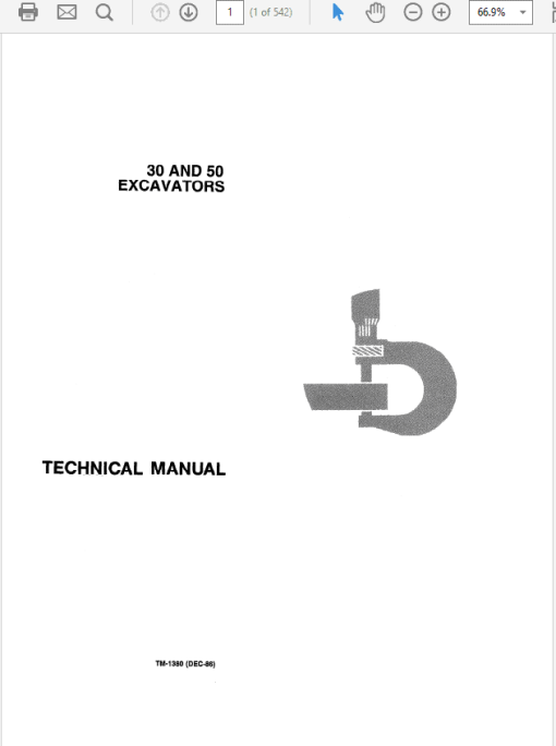 John Deere 30, 50 Excavator Repair Technical Manual (TM1380)