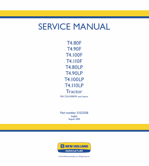 New Holland T4.80F, T4.90F, T4.100F, T4.110F Tractor Service Manual - Image 2