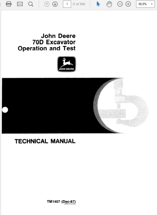 John Deere 70D Excavator Technical Manual (TM1407 and TM1408) - Image 2