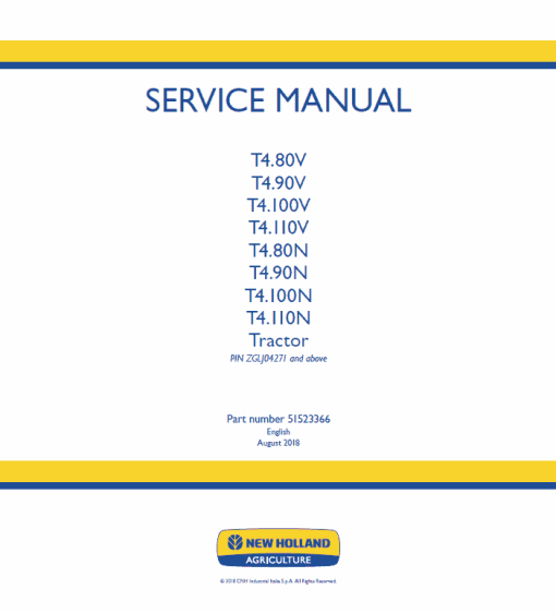 New Holland T4.80N, T4.90N, T4.100N, T4.110N Tractor Service Manual - Image 2