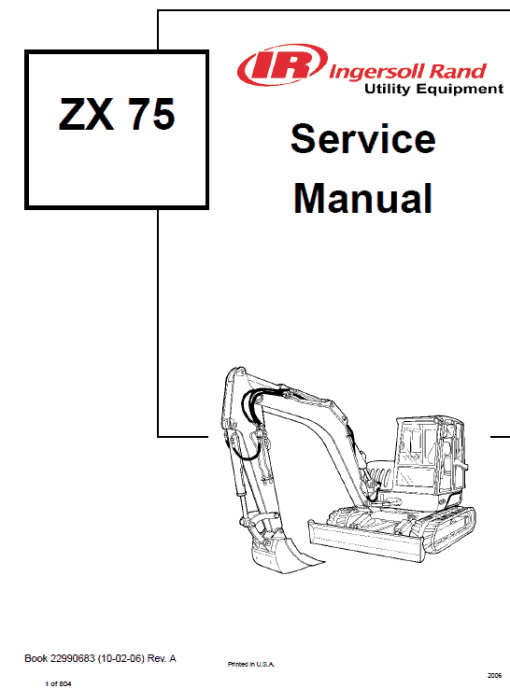 Bobcat ZX75 and ZX125 Excavator Service Manual - Image 5