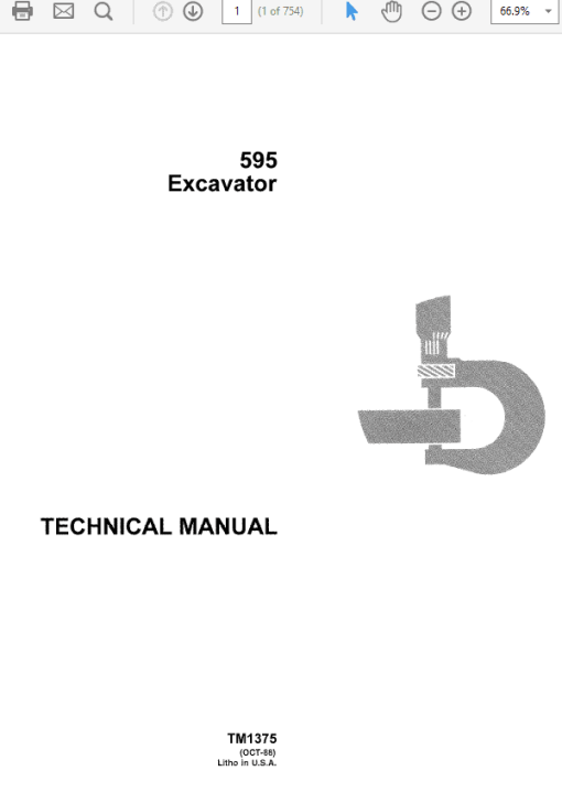 John Deere 595 Excavator Repair Technical Manual (TM1375)