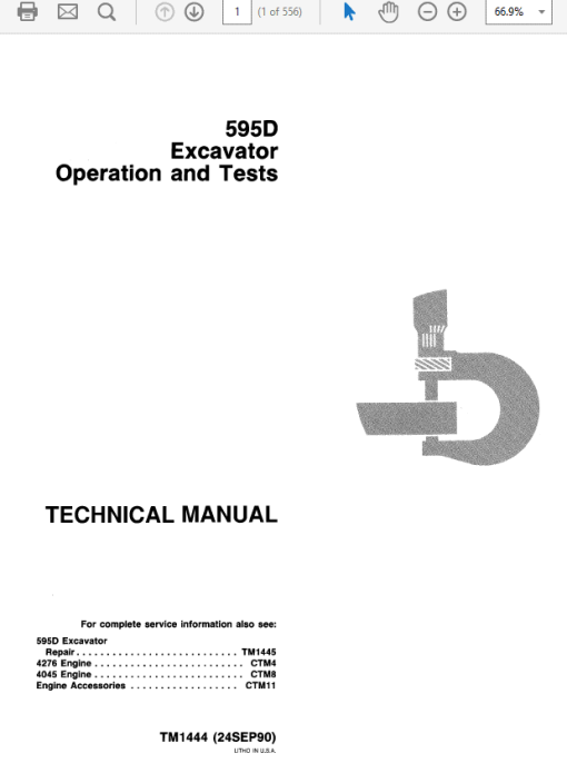 John Deere 595D Excavator Technical Manual (TM1444 and TM1445) - Image 2