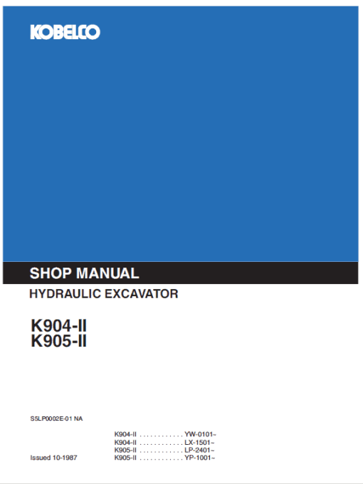 Kobelco K904-II and K905-II Excavator Service Manual