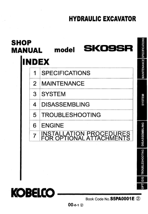 Kobelco SK09SR Excavator Service Manual