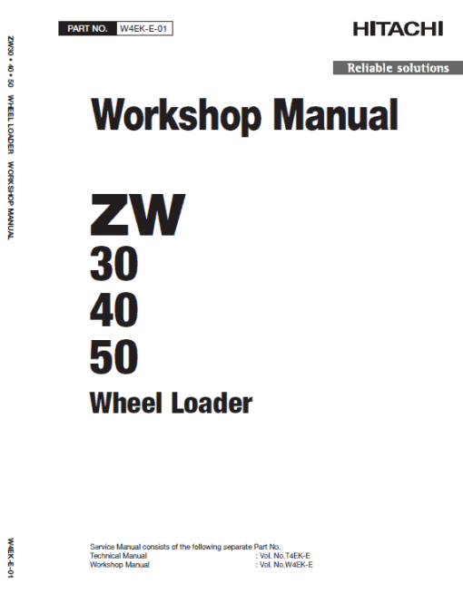 Hitachi ZW30, ZW40, ZW50 Wheel Loader Service Repair Manual