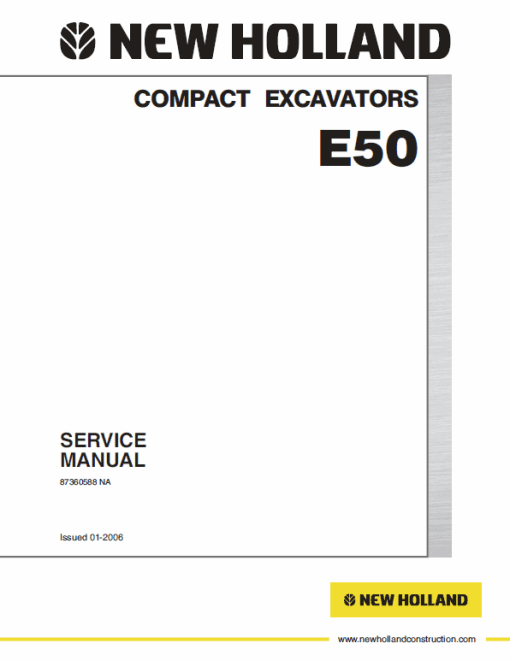 New Holland E50 Compact Excavator Service Manual