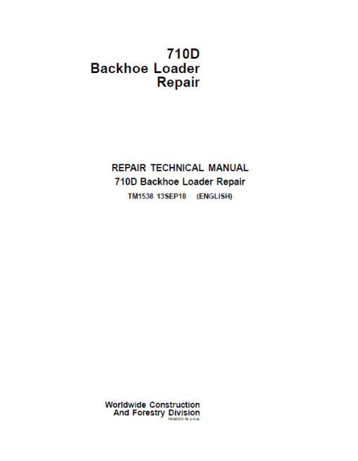 John Deere 710D Backhoe Loader Repair Technical Manual