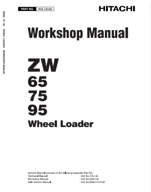 Hitachi ZW65, ZW75, ZW95 Wheel Loader Service Repair Manual