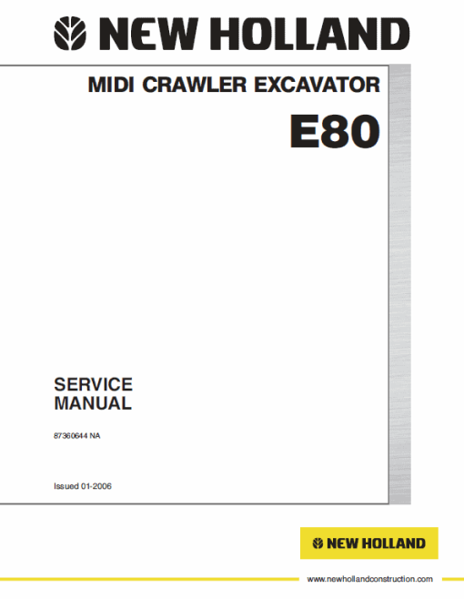 New Holland E80 Midi Crawler Excavator Service Manual