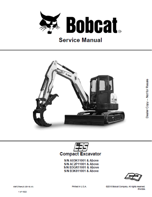 Bobcat E35 Compact Excavator Service Manual