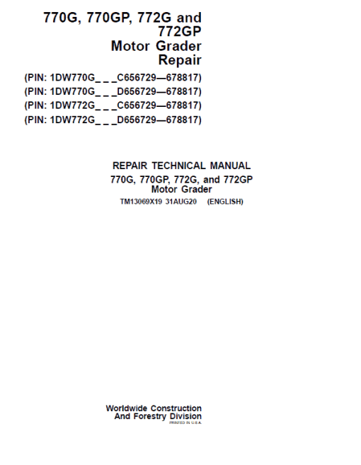 John Deere 770G, 770GP, 772G, 772GP Grader Technical Manual (S.N 656729 -678817) - Image 2