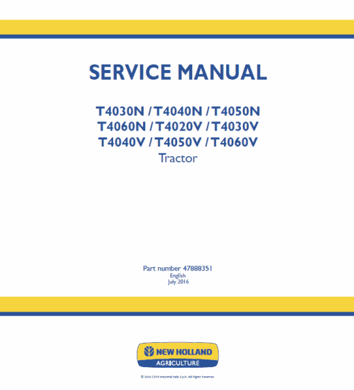 New Holland T4030N, T4040N, T4050N, T4060N Tractor Service Manual