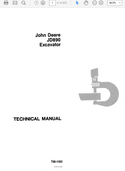 John Deere 890 Excavator Repair Technical Manual (TM1163)