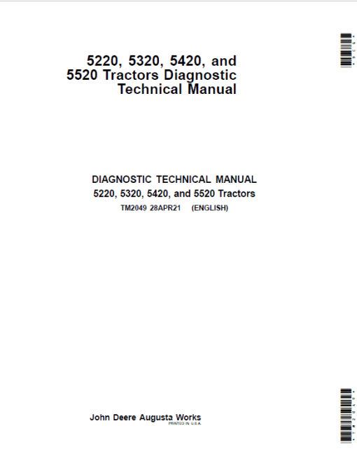 John Deere 5220, 5320, 5420, 5520 Tractor Repair Technical Manual