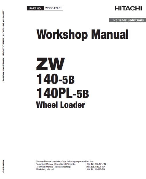 Hitachi ZW140-5B, ZW140PL-5B Wheel Loader Service Repair Manual